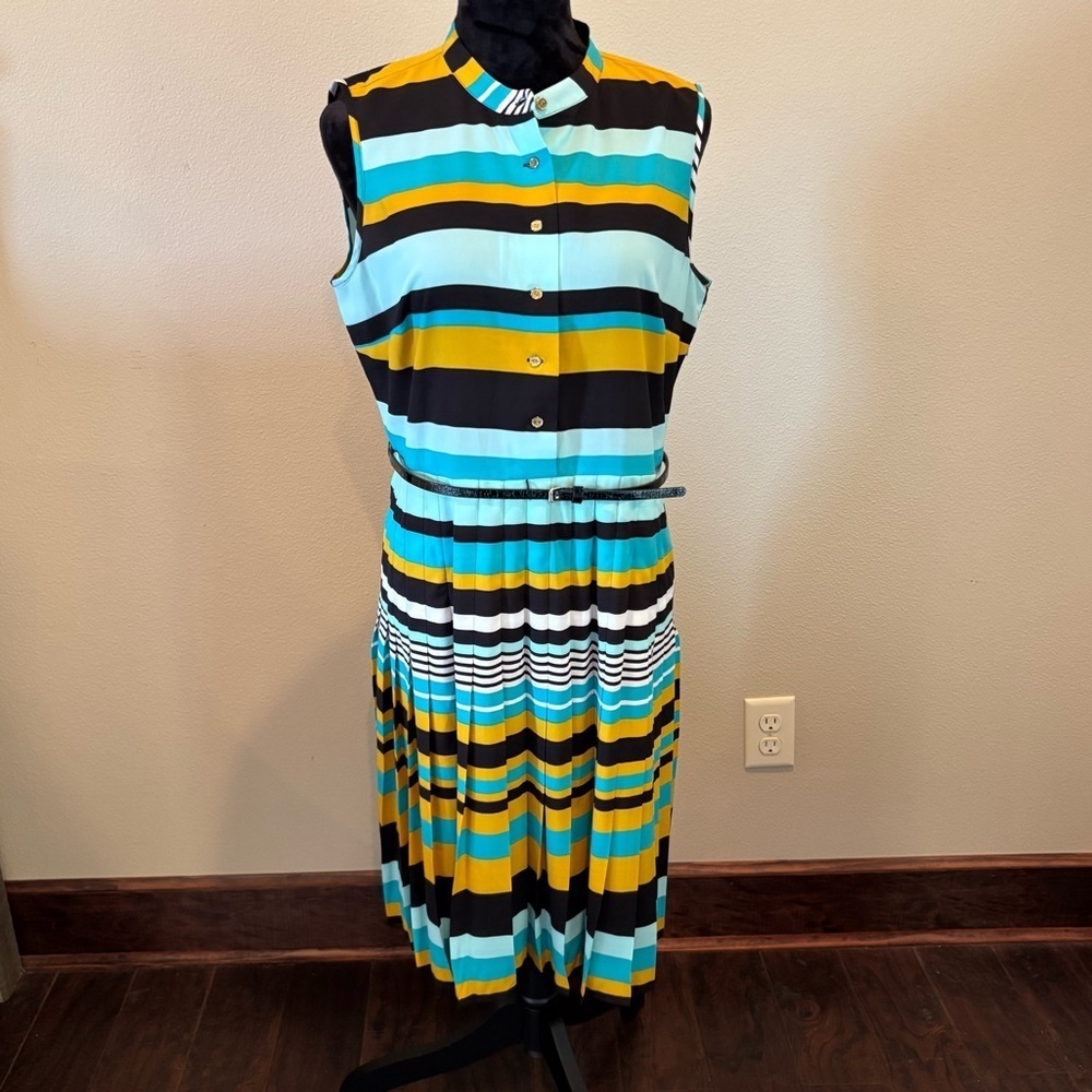Calvin Klein Striped Sleeveless Dress, size 12, Office Modern CareerWear Church